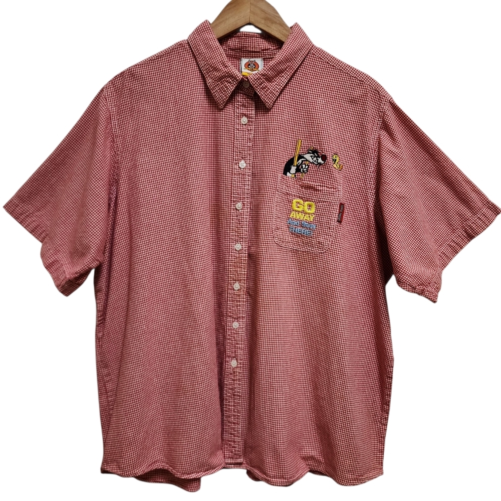 Looney Toones Shirt Women 26 Red Gingham Sylvester Tweety Go Away And Stay There